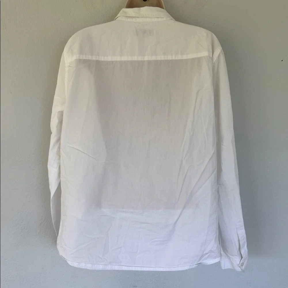 Ann Taylor LOFT white classic single pocket cotton button down dress shirt large